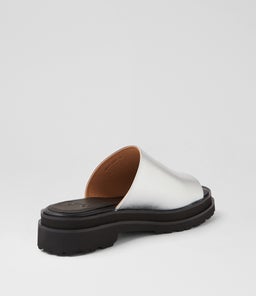 SLIDE STEP RL SILVER BLACK LEATHER