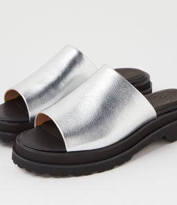 SLIDE STEP RL SILVER BLACK LEATHER