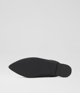 POINTED MULE RL EMBOSSED BLACK LEATHER