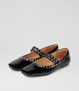BALLET MARY JANE STUD RL BLACK PATENT LEATHER