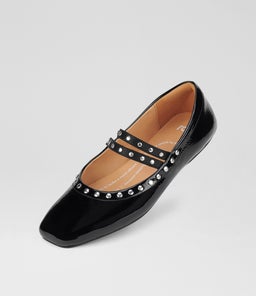 BALLET MARY JANE STUD RL BLACK PATENT LEATHER