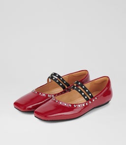 BALLET MARY JANE STUD RL MERLOT PATENT LEATHER