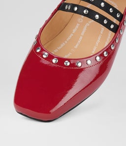 BALLET MARY JANE STUD RL MERLOT PATENT LEATHER
