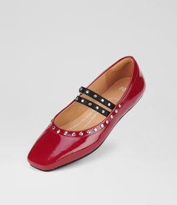 BALLET MARY JANE STUD RL MERLOT PATENT LEATHER