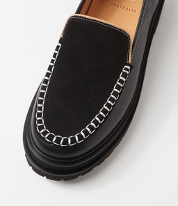 LOAFER STEP MOCCASIAN RL BLACK LEATHER NUBUCK