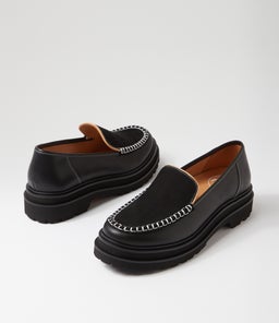 LOAFER STEP MOCCASIAN RL BLACK LEATHER NUBUCK