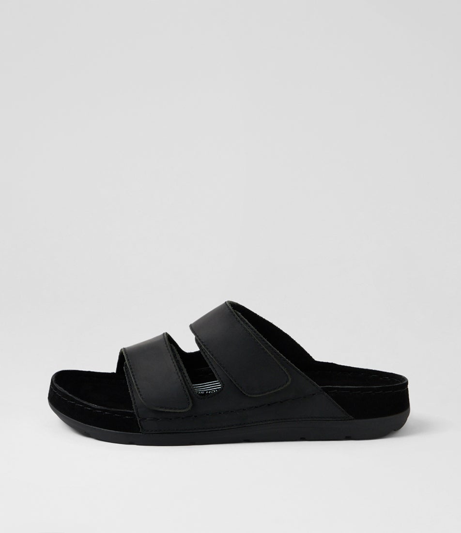 Pompei Black Crazyhorse Leather Slides Pompei Black Crazyhorse Leather Slides