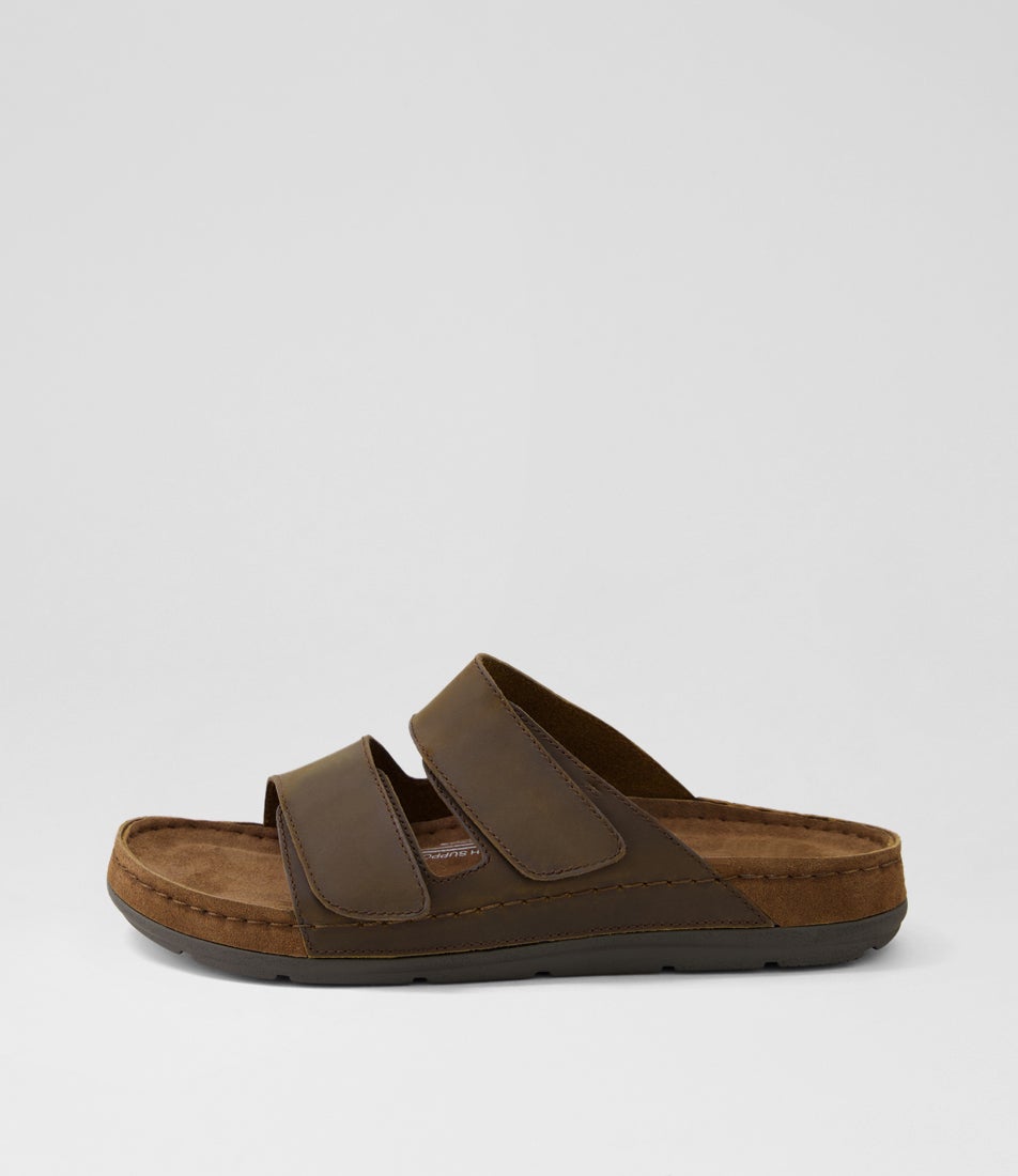 Pompei Brown Leather Slides Pompei Brown Leather Slides