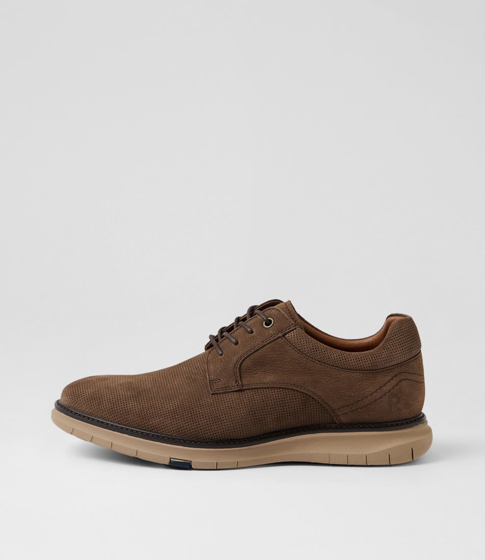 Dofoe Taupe Leather Lace Up Flats