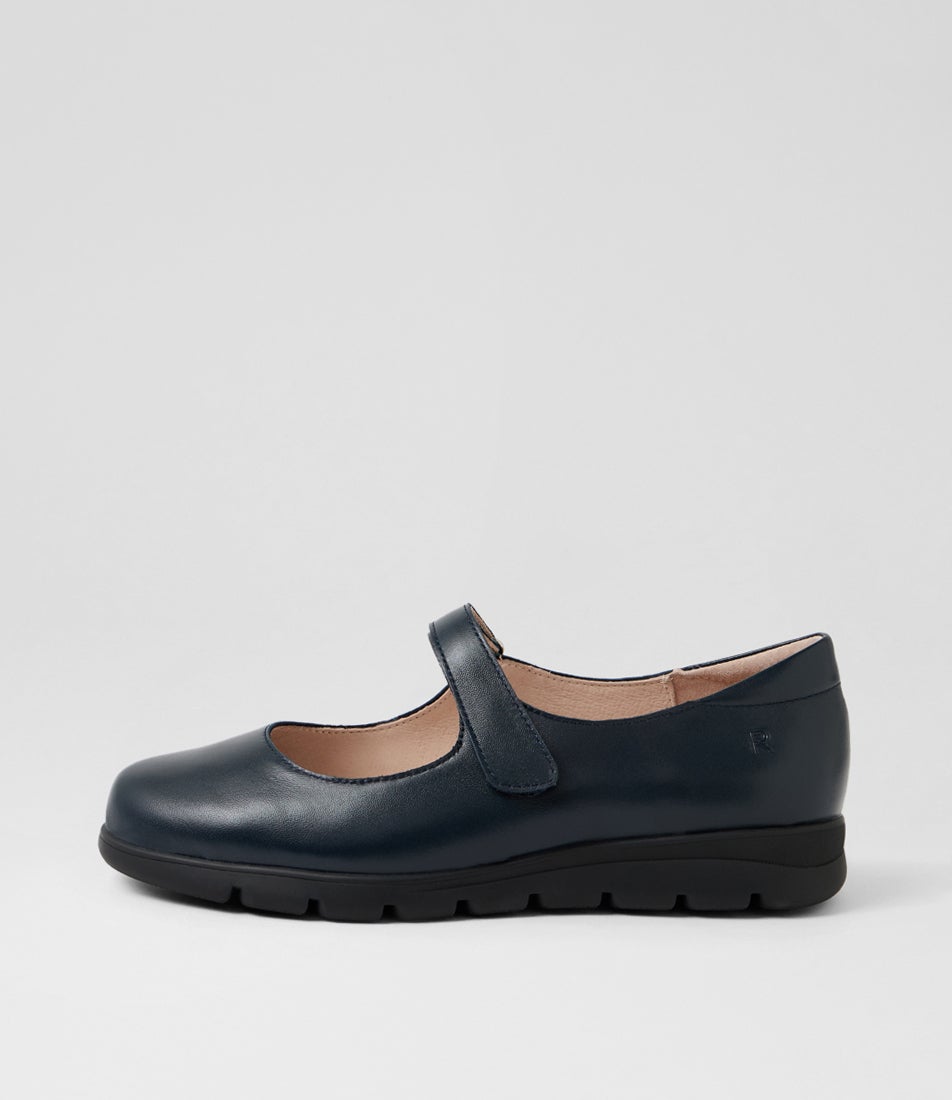 Brimley Navy Leather Flat Shoes
