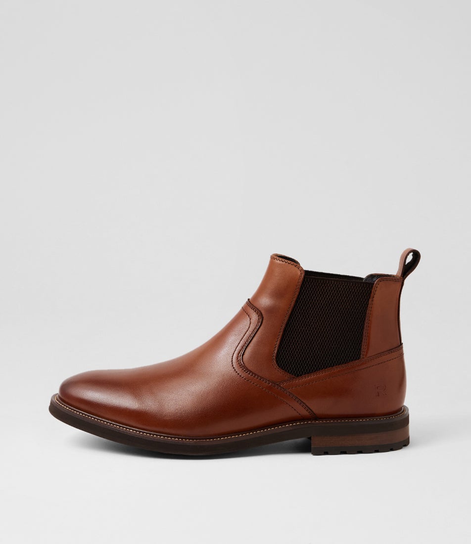 Bagon Cognac Leather Ankle Boots