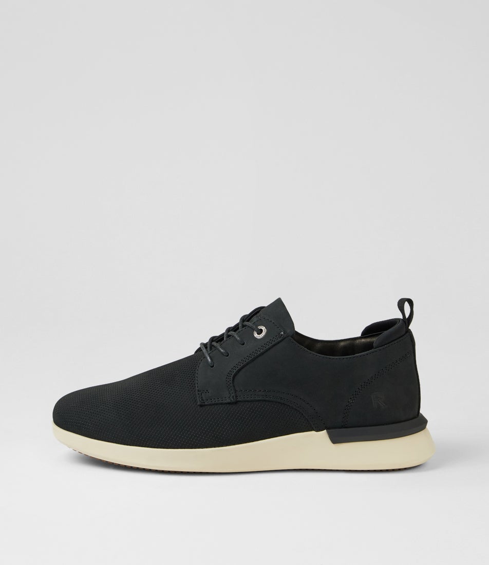 Thorp Black Nubuck Lace Up Flats