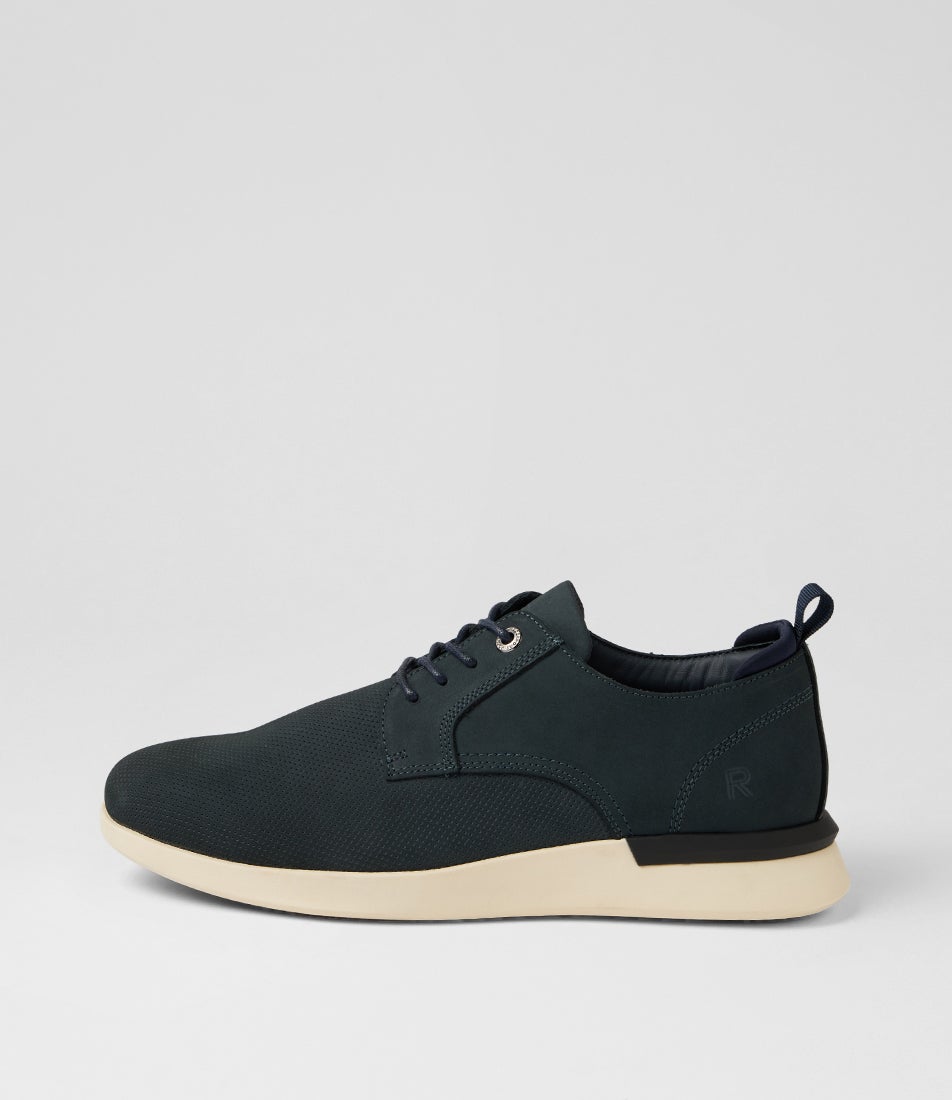 Thorp Navy Nubuck Lace Up Flats