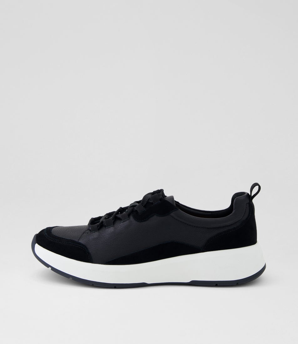 Tru Form Black Leather Suede Sneakers