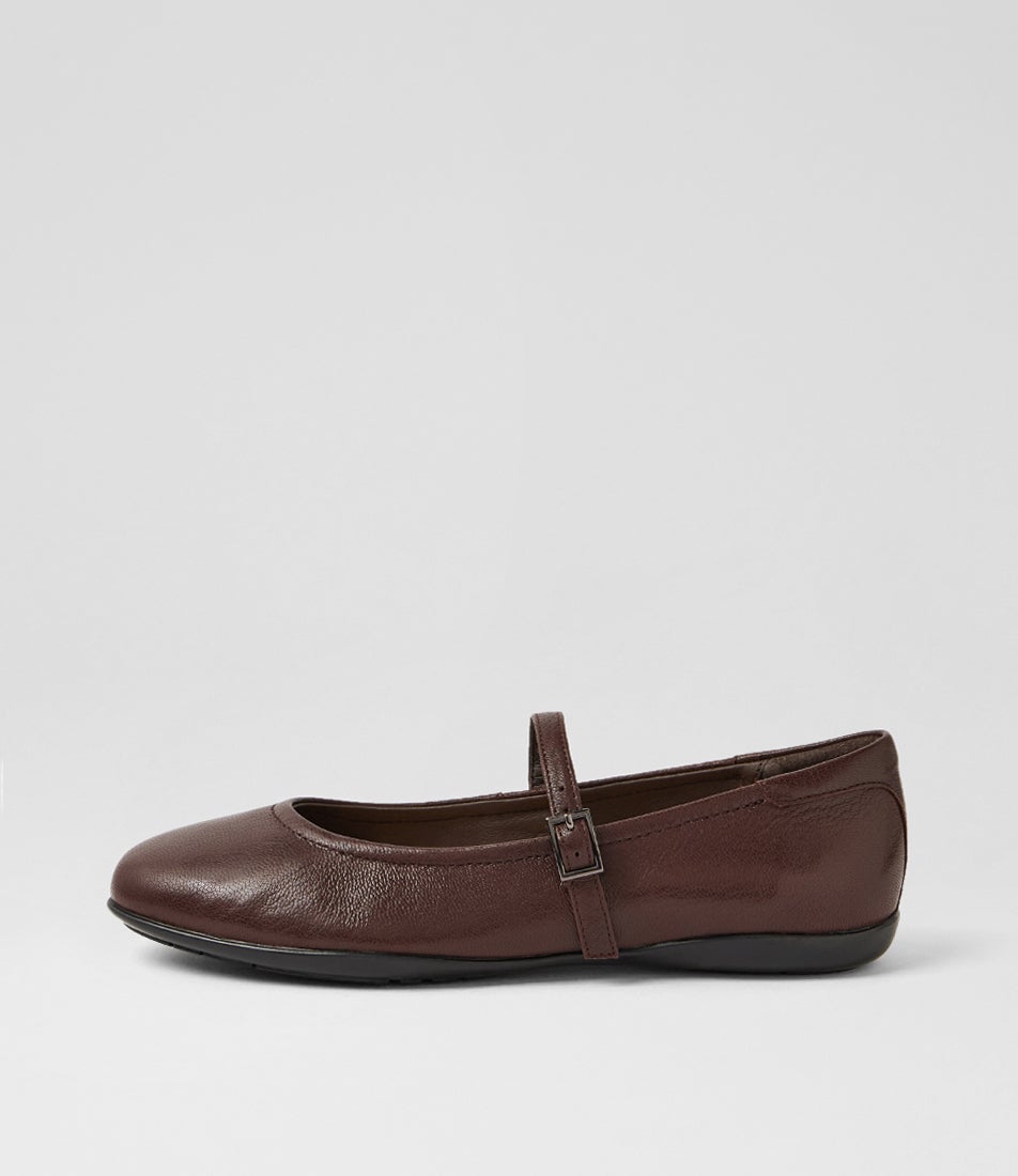 Aurora Choc Leather Mary Janes