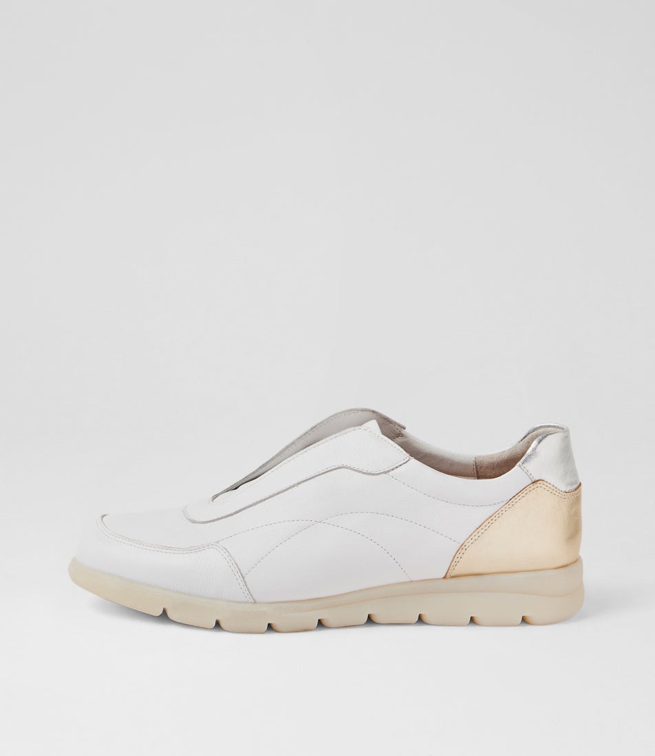Baker White Metallic Leather Flat Shoes