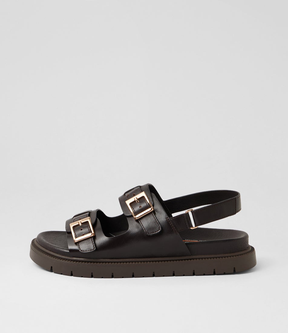 Hobart Choc Leather Slides Hobart Choc Leather Slides