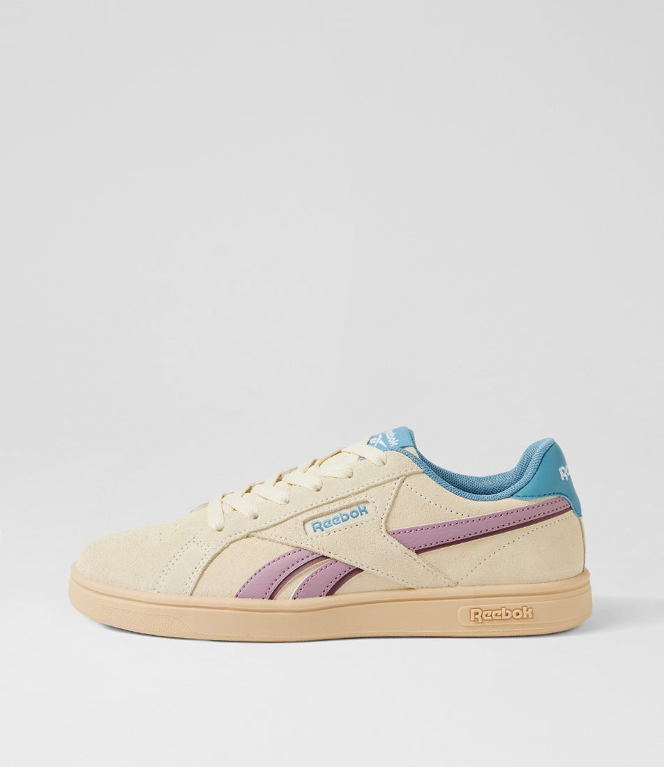 Court Retro W Beige Berry Blue Fabric Sneakers