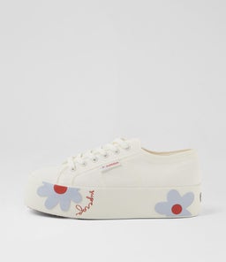 2790 RUBBER DAISY S9 WHITE AZURE RED DAISIES CANVAS