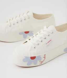 2790 RUBBER DAISY S9 WHITE AZURE RED DAISIES CANVAS
