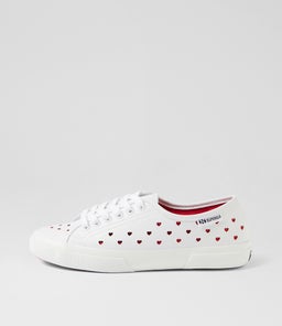 3750 HEART LEGGERA S9 WHITE RED VEGAN LEATHER