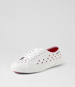 3750 HEART LEGGERA S9 WHITE RED VEGAN LEATHER