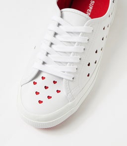 3750 HEART LEGGERA S9 WHITE RED VEGAN LEATHER