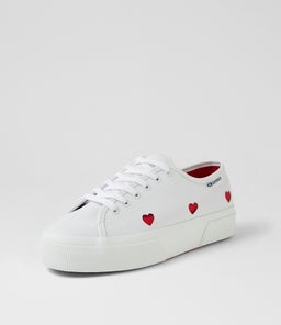 3740 PLATFORM HEART LEGGERA S9 WHITE RED VEGAN LEATHER
