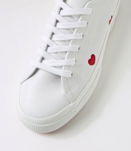 3740 PLATFORM HEART LEGGERA S9 WHITE RED VEGAN LEATHER