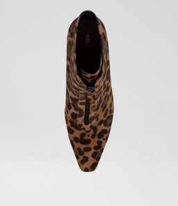 LYNDA DJSD TAN LEOPARD BLACK SUEDE LEATHER