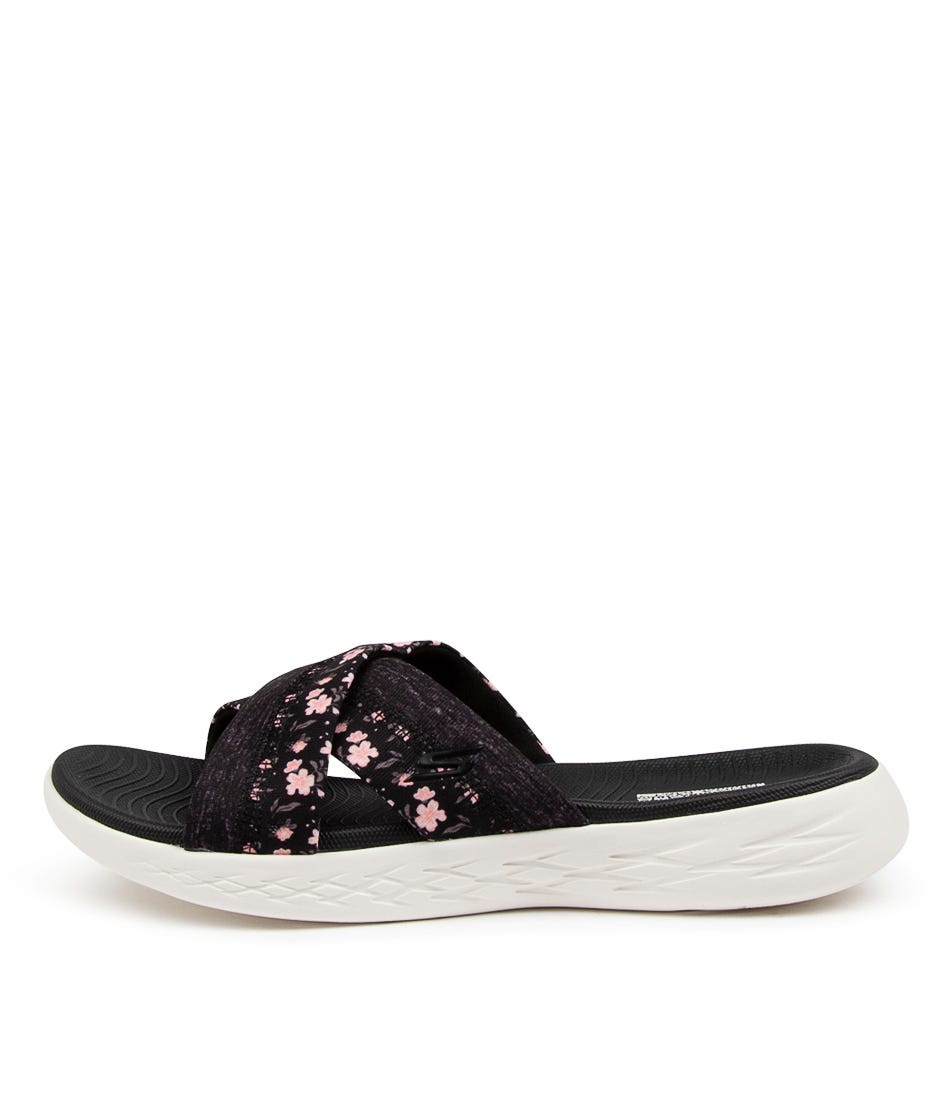 Buy Skechers 140038 On The Go 600 Blooms Sk Black White Flat Sandals online with free shipping