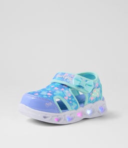 HEART LIGHTS SANDALS TOT SK AQUA PINK MULTI TEXTILE
