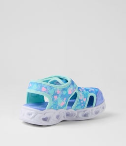 HEART LIGHTS SANDALS TOT SK AQUA PINK MULTI TEXTILE