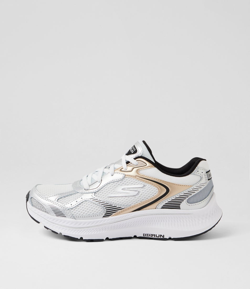 Go Run Consistent 2 White Silver Fabric Sneakers