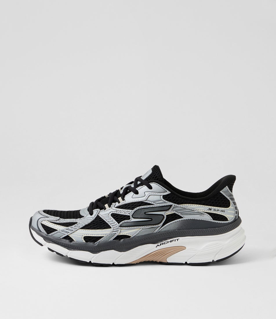 Go Run Arch Fit2 Black Grey Fabric Sneakers