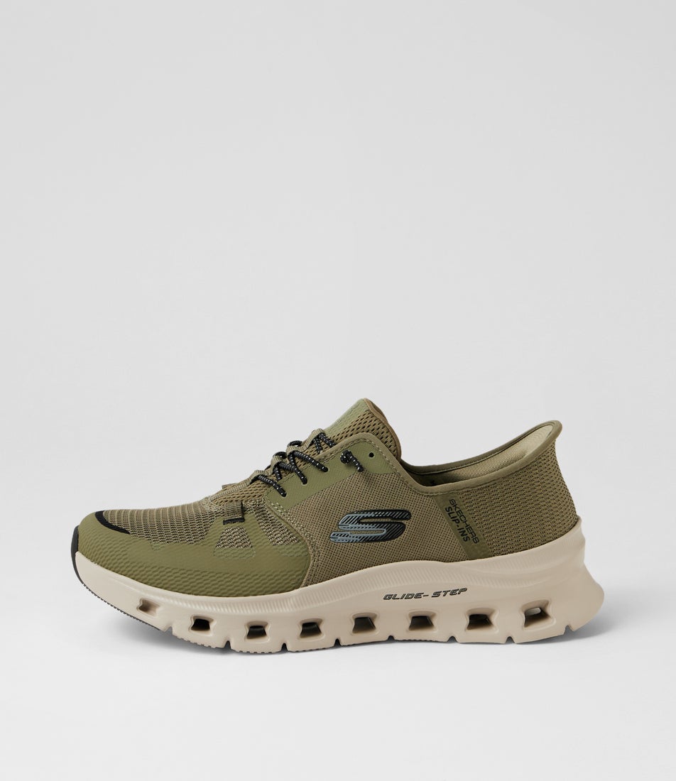 Glide-Step Pro Slip Ins Olive Black Sneakers
