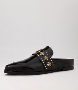 TUESDAY SLIDE BLACK GOLD PATENT LEATHER