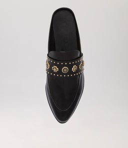 TUESDAY SLIDE BLACK GOLD PATENT LEATHER