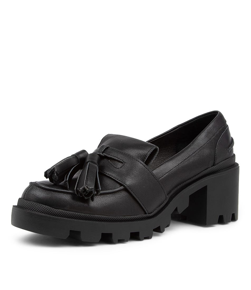 Lancer Black Leather Heels by Sol Sana Shop Online at Styletread