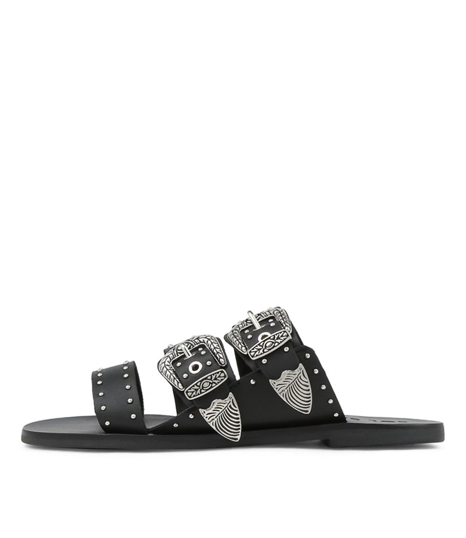 Eastwood Stud Black Leather Slides Eastwood Stud Black Leather Slides