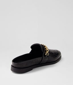 TUESDAY CHAIN SLIDE SS BLACK CROC GOLD LEATHER