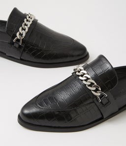 TUESDAY CHAIN SLIDE SS BLACK CROC SILVER LEATHER