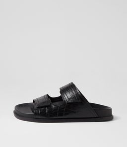 SHINE FOOTBED SS BLACK CROC LEATHER