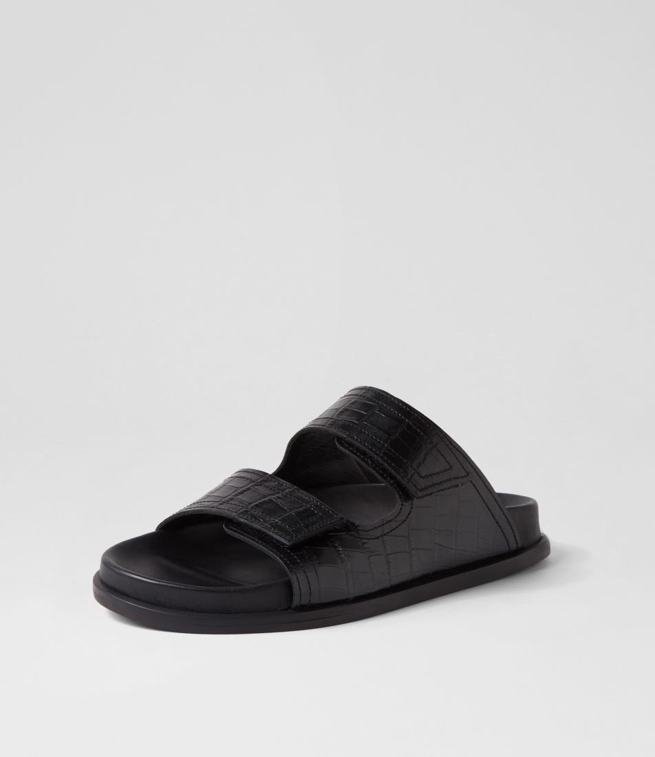 Black croc hotsell slides