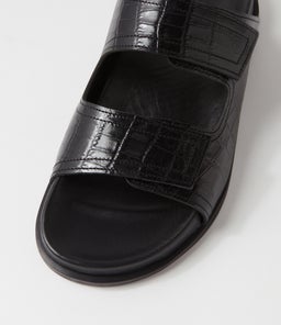SHINE FOOTBED SS BLACK CROC LEATHER