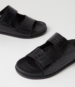 SHINE FOOTBED SS BLACK CROC LEATHER