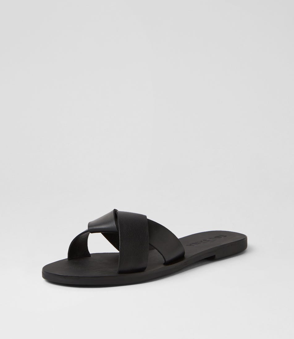 Sterling Black Leather Slides by Sol Sana Shop Online at Styletread