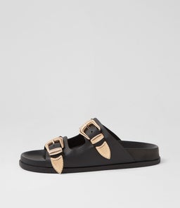 AMALFI FOOTBED SS BLACK LEATHER