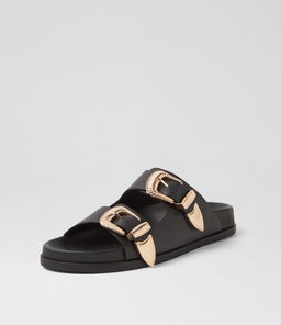 AMALFI FOOTBED SS BLACK LEATHER