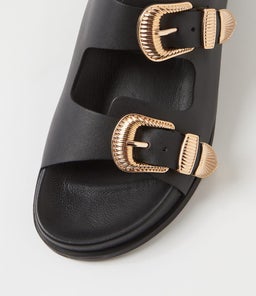 AMALFI FOOTBED SS BLACK LEATHER